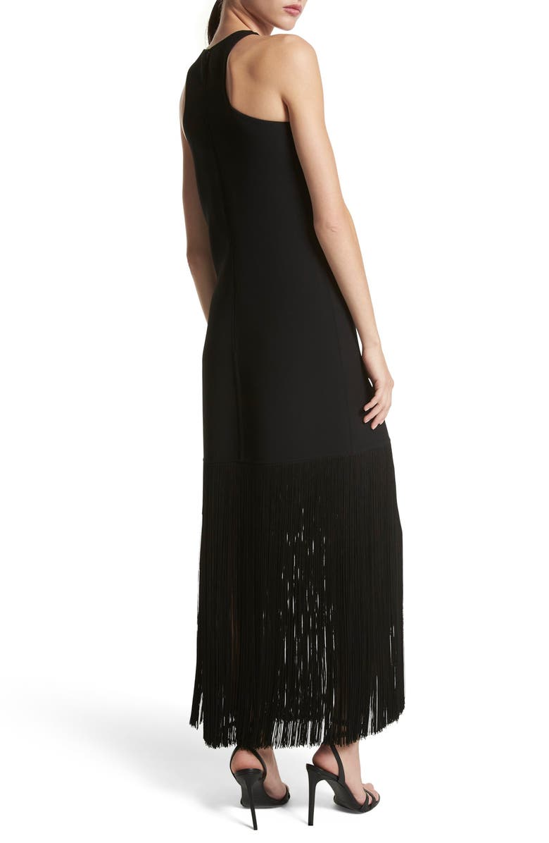 Michael Kors Collection Fringe Sleeveless Wool Crepe Dress, Alternate, color, 