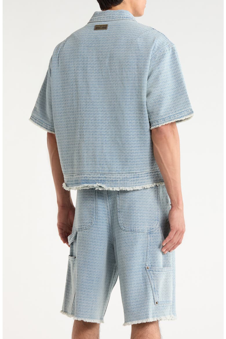 Cotton Blend Zip Front Shirt, Alternate, color, LIGHT INDIGO