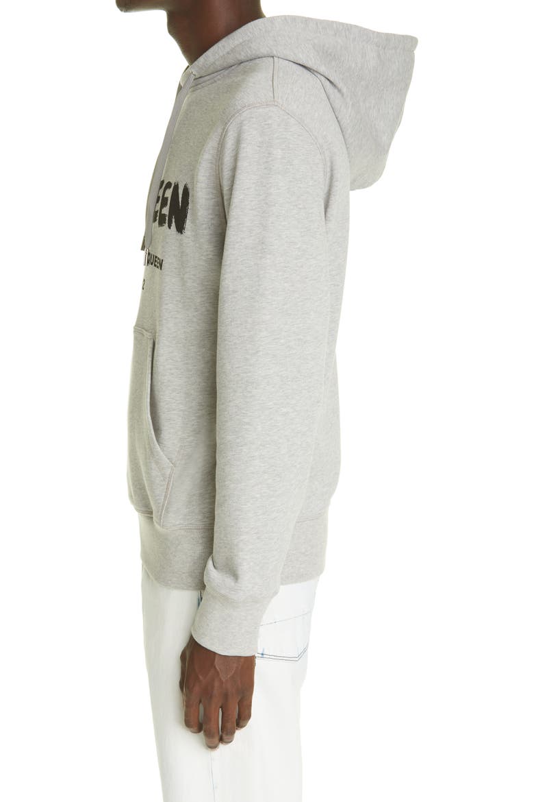 Alexander McQueen Men's Graffiti Logo Hoodie, Alternate, color, PALE GREY/ BLACK