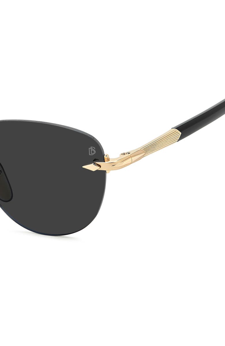 David Beckham Eyewear 51mm Rimless Square Sunglasses, Alternate, color, Gold/ Black/ Grey