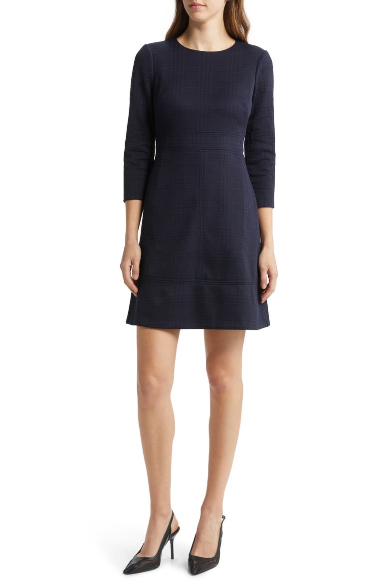 Plaid A-Line Dress, Main, color, NAVY