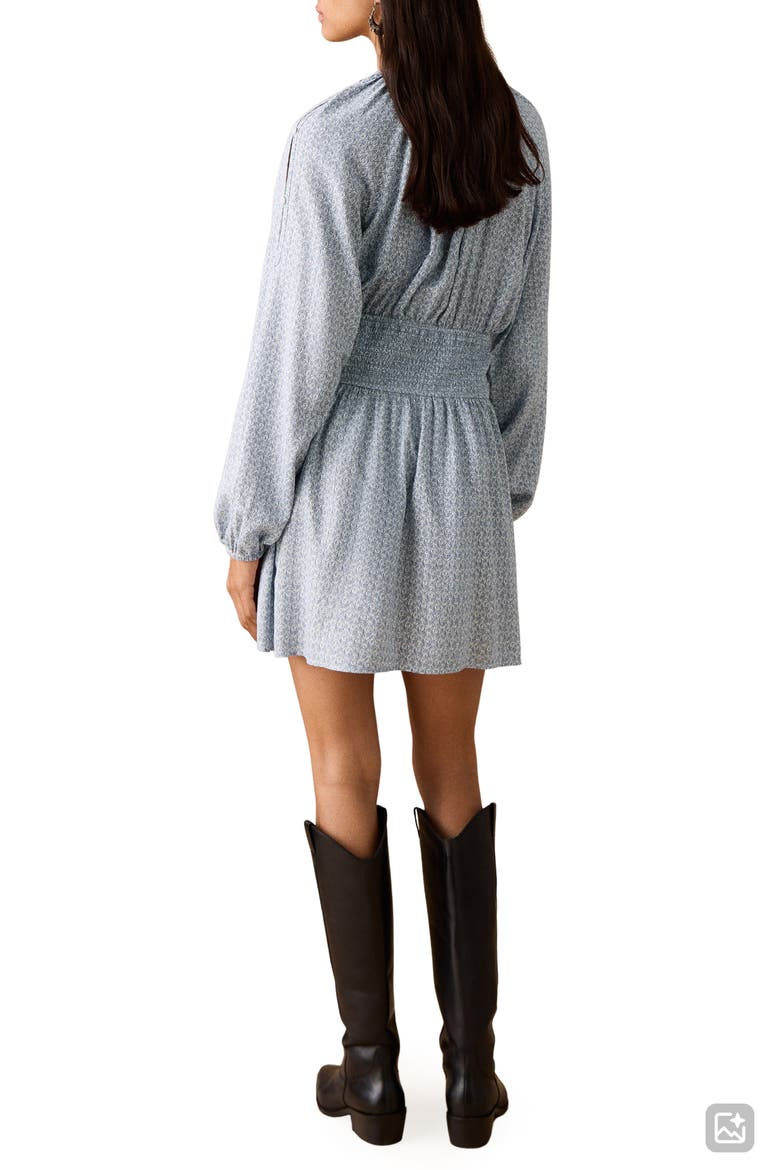 Metallic Cutout Long Sleeve Dress, Alternate, color, SKY BLUE