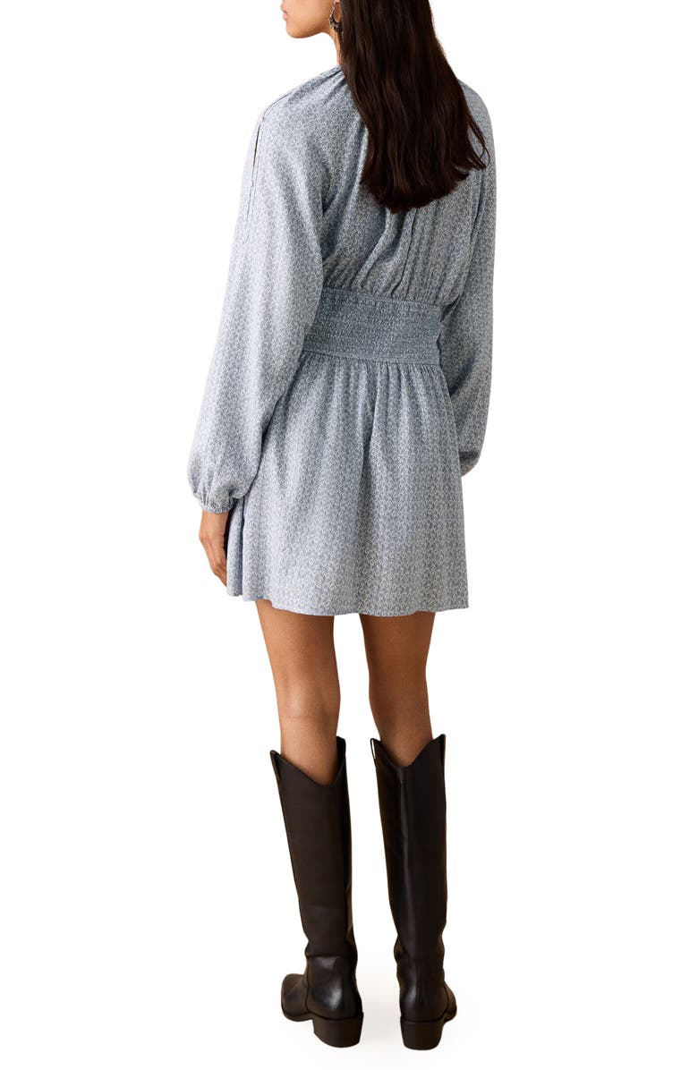 MANGO TEEN Metallic Cutout Long Sleeve Dress, Alternate, color, Sky Blue