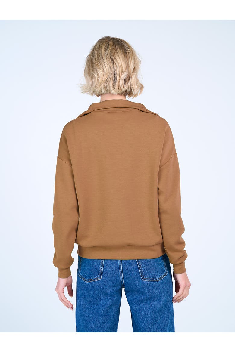 1/4 Zip Soft Feel Sweatshirt, Alternate, color, Coffee