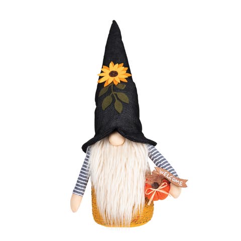 Autumn Black Hat Gnome w/ Pumpkin