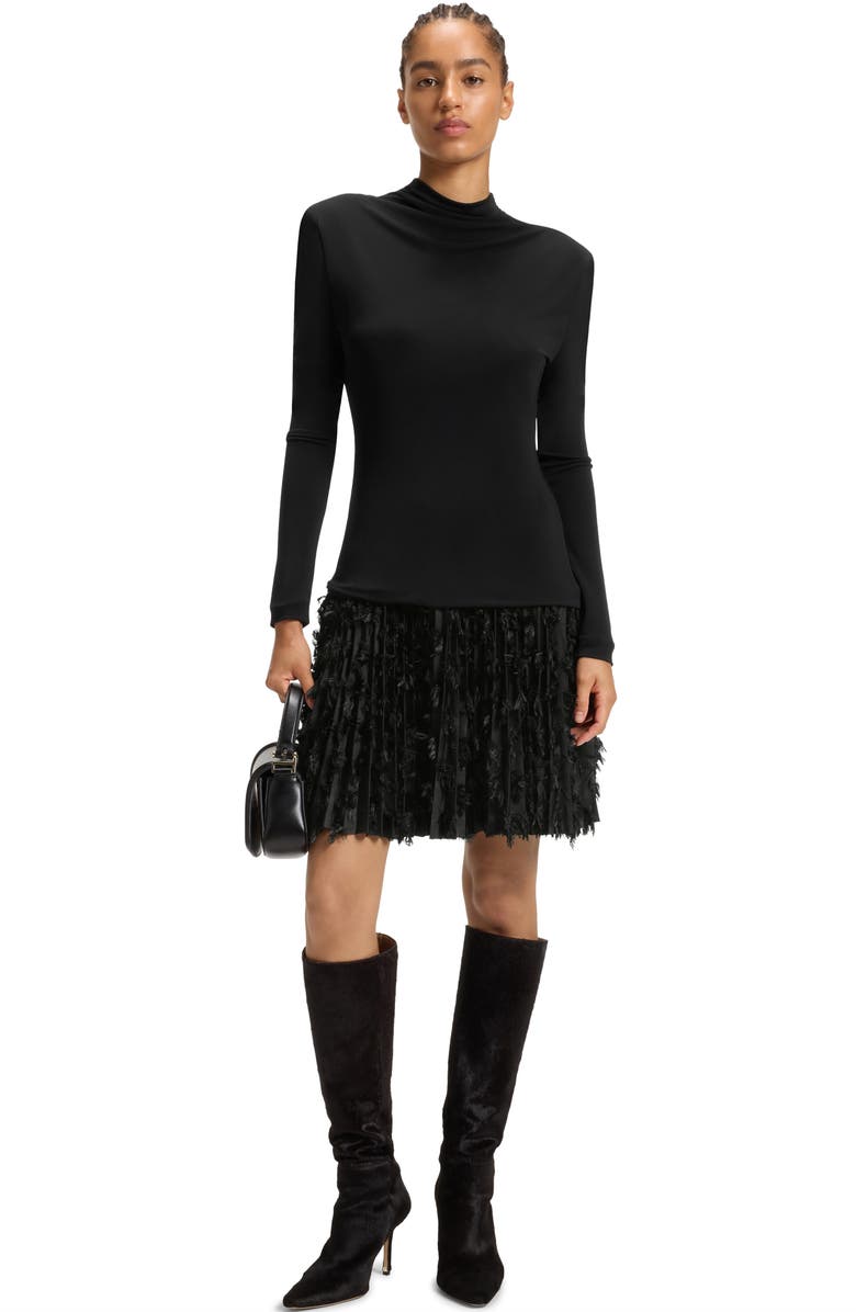 BOSS Ecicla Texture Turtleneck Long Sleeve Dress, Alternate, color, Black