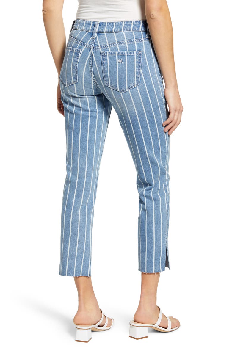 Crop Straight Leg Raw Hem Jeans, Alternate, color, BLUE STRIPE