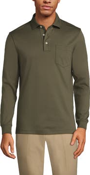 Lands' End Long Sleeve Cotton Supima Polo Shirt with Pocket