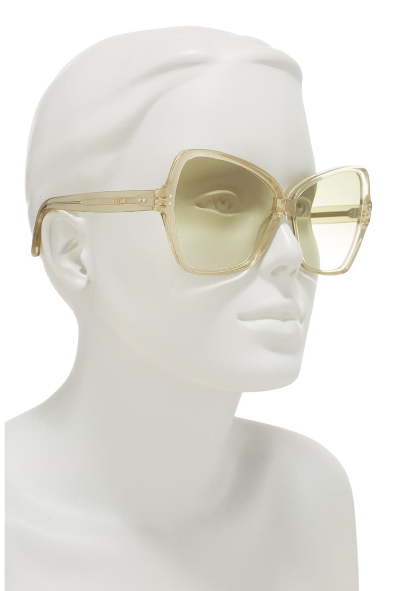 64mm Butterfly Sunglasses, Alternate, color, SHINY LIGHT/GRADIENT GREEN