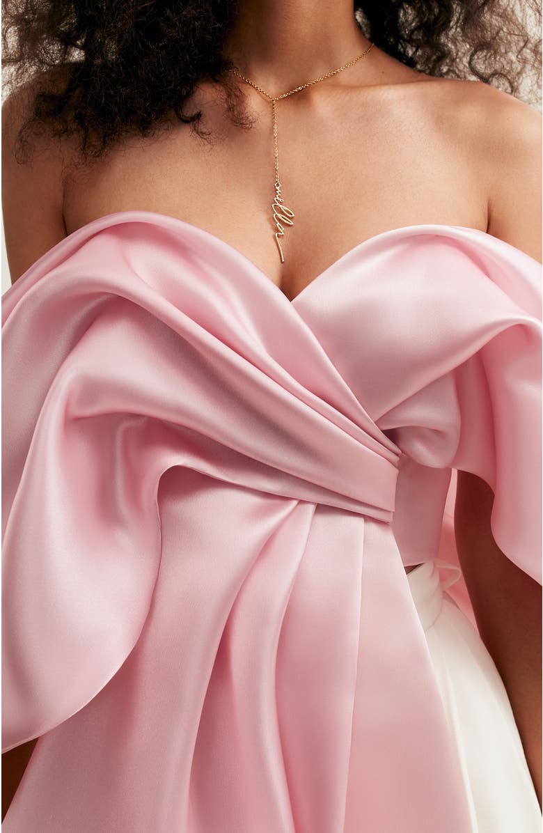 Milla Pink Organza Off-Shoulder Blouse With Meringue Flounces, Alternate, color,