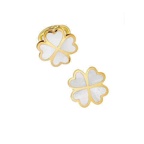 Four Leaf Clover Sterling Silver Gold Vermeil Cufflinks