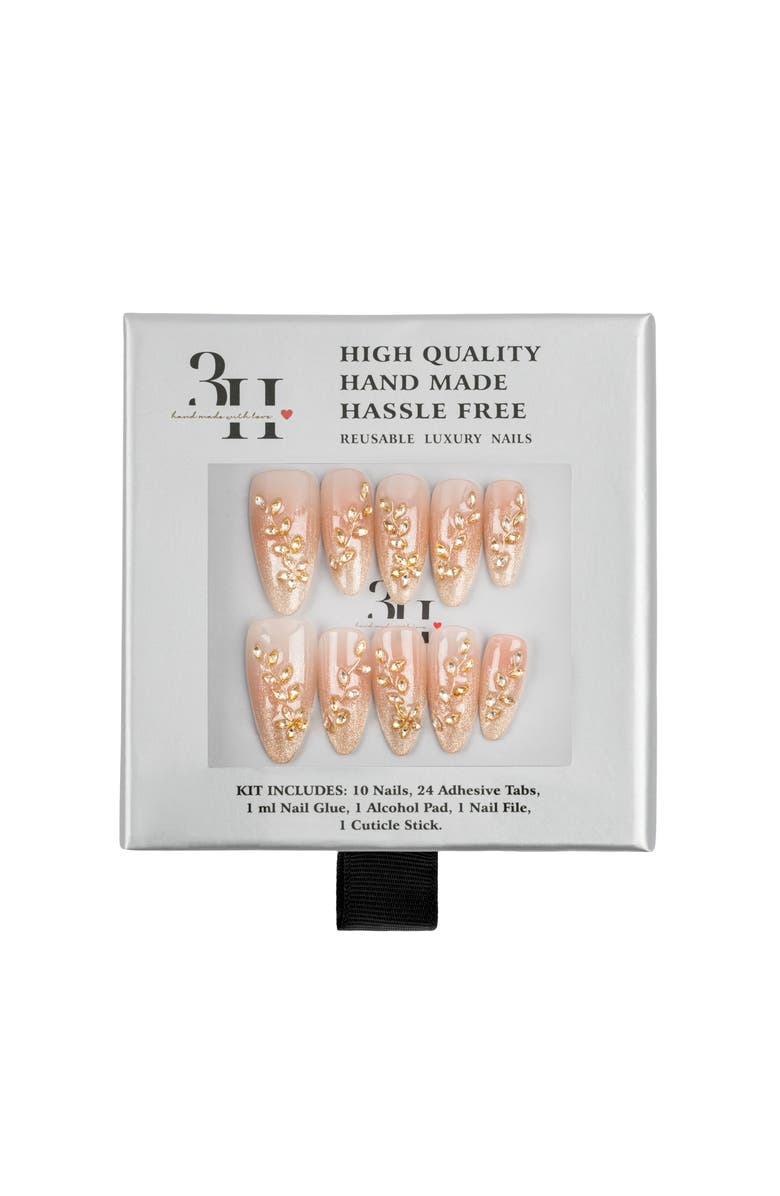 3H Nails Moonlit Kiss Luxury Handmade Press On Nails, Alternate, color, Blush