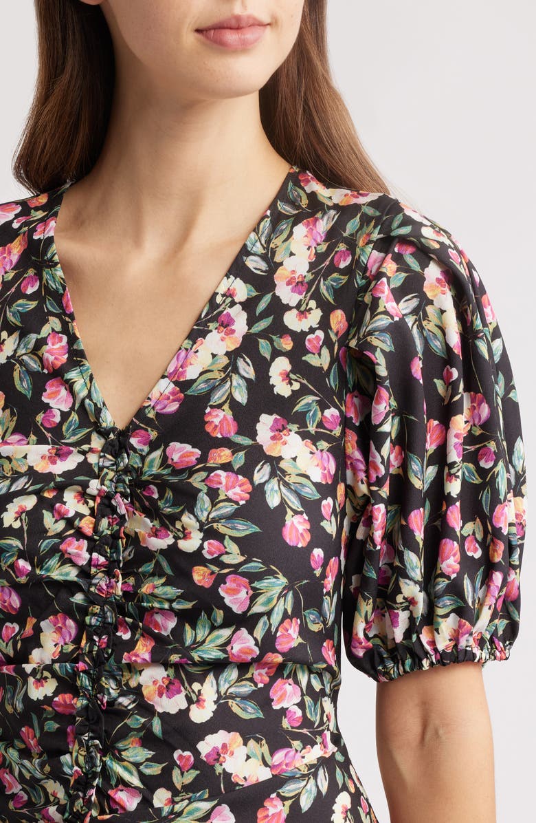 Sam Edelman Floral Gathered Puff Sleeve Dress, Alternate, color, 