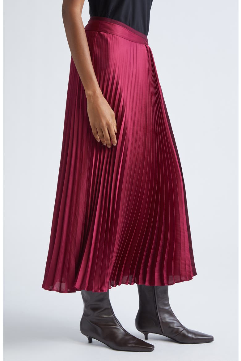 Liriel Pleated Midi Skirt, Alternate, color, CARMINE