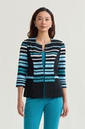 Ming Wang Heritage Striped Intarsia Knit Jacket