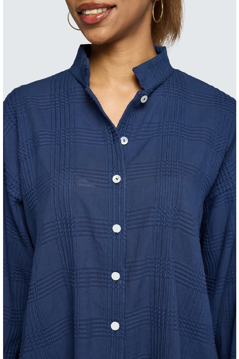 Serina Mandarin Collar Shirt, Alternate, color, Navy