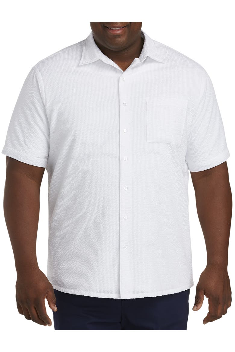 Big & Tall Seersucker Stripe Sport Shirt, Main, color, WHITE