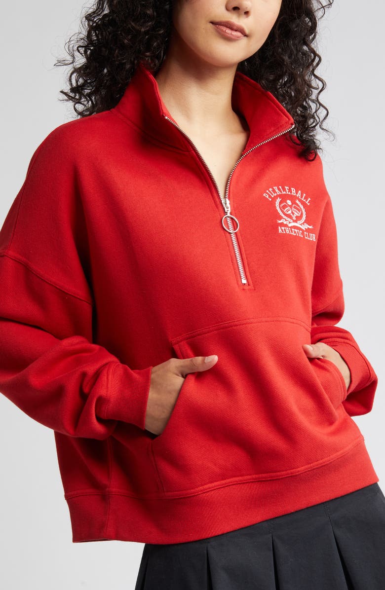 Vinyl Icons Pickleball Embroidered Quarter Zip Graphic Pullover, Alternate, color,