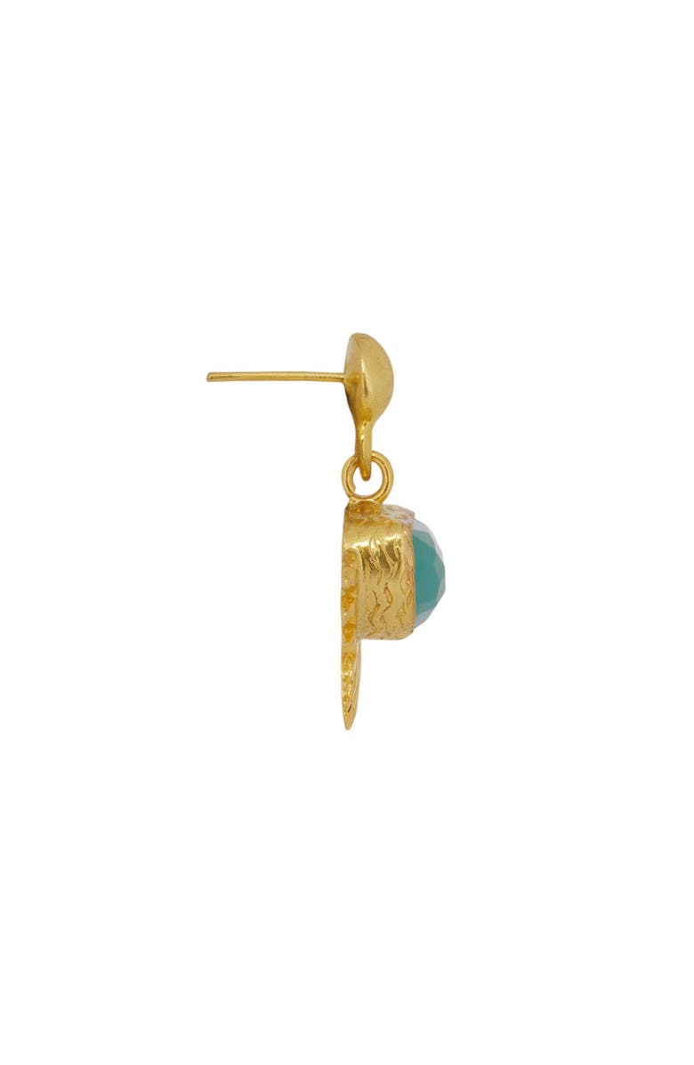 Ottoman Hands Sunrise Aqua Chalcedony Drop Stud Earrings, Alternate, color, Gold