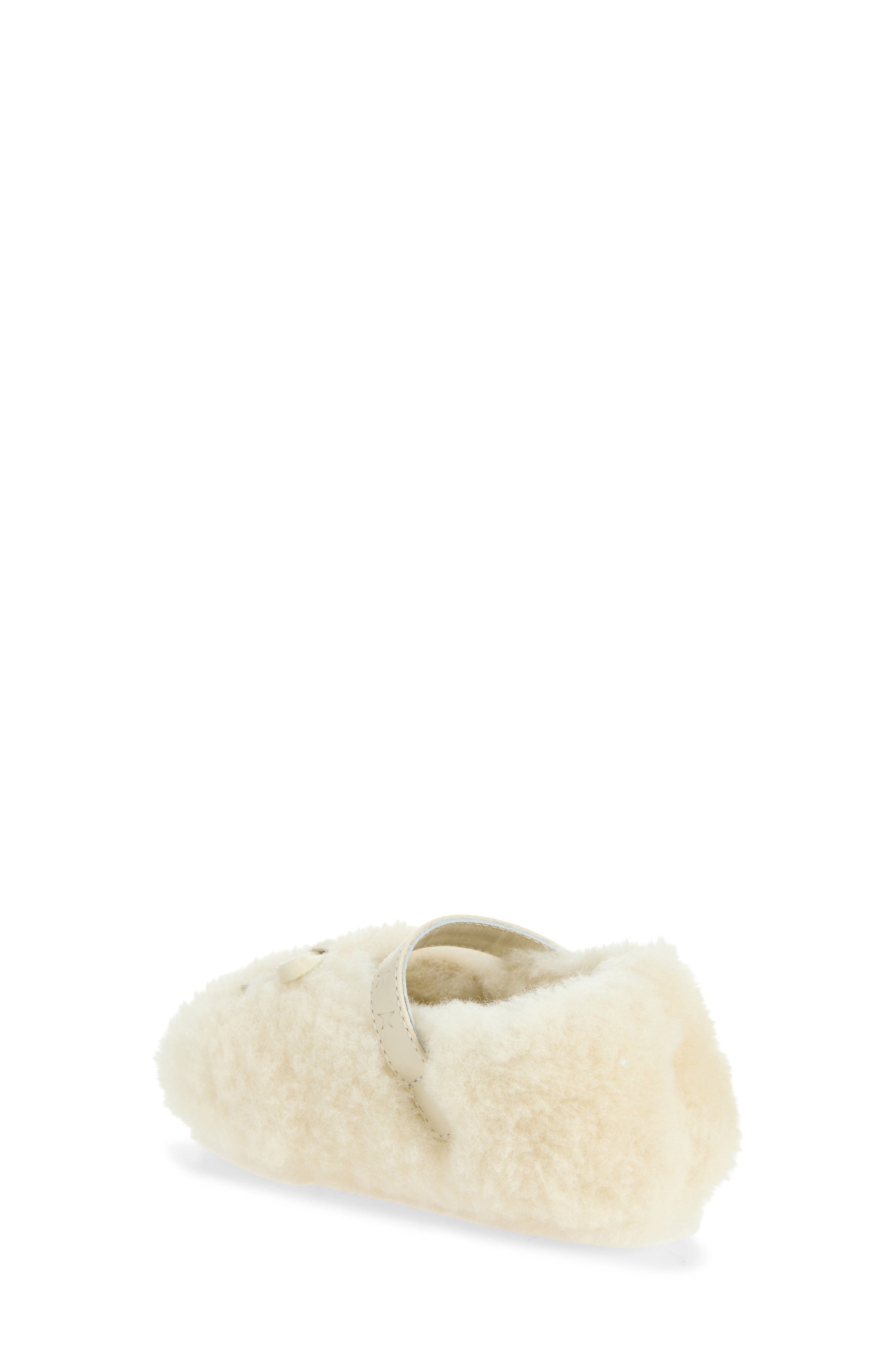 Kids' Sofi Genuine Shearling Ballerina Flat, Alternate, color, OFF WHITE