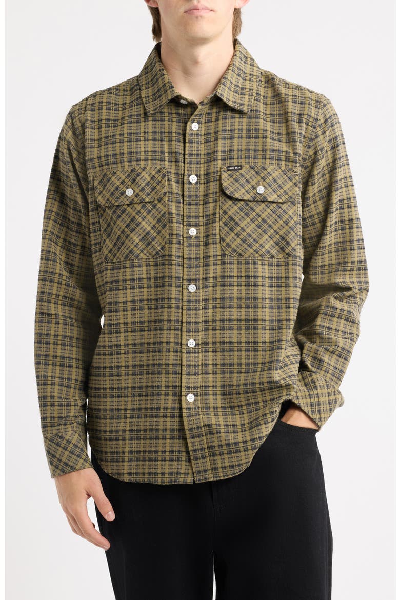 Drake Plaid Long Sleeve Button-Up Shirt, Main, color, ALOE/BLACK