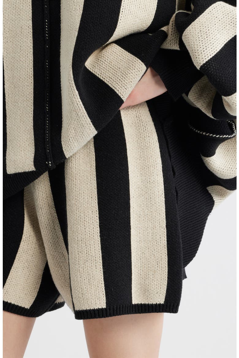 Start A Revolution Stripe Sweater & Shorts, Alternate, color, BLACK/ IVORY STRIPES
