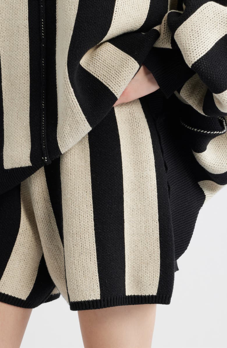Dressed in Lala Start A Revolution Stripe Sweater & Shorts, Alternate, color, Black/ Ivory Stripes