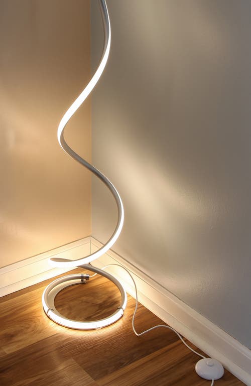 Brightech Allure 38' Spiral Led Floor Lamp With Built-in 3-way Dimmer Function In Polished Silver