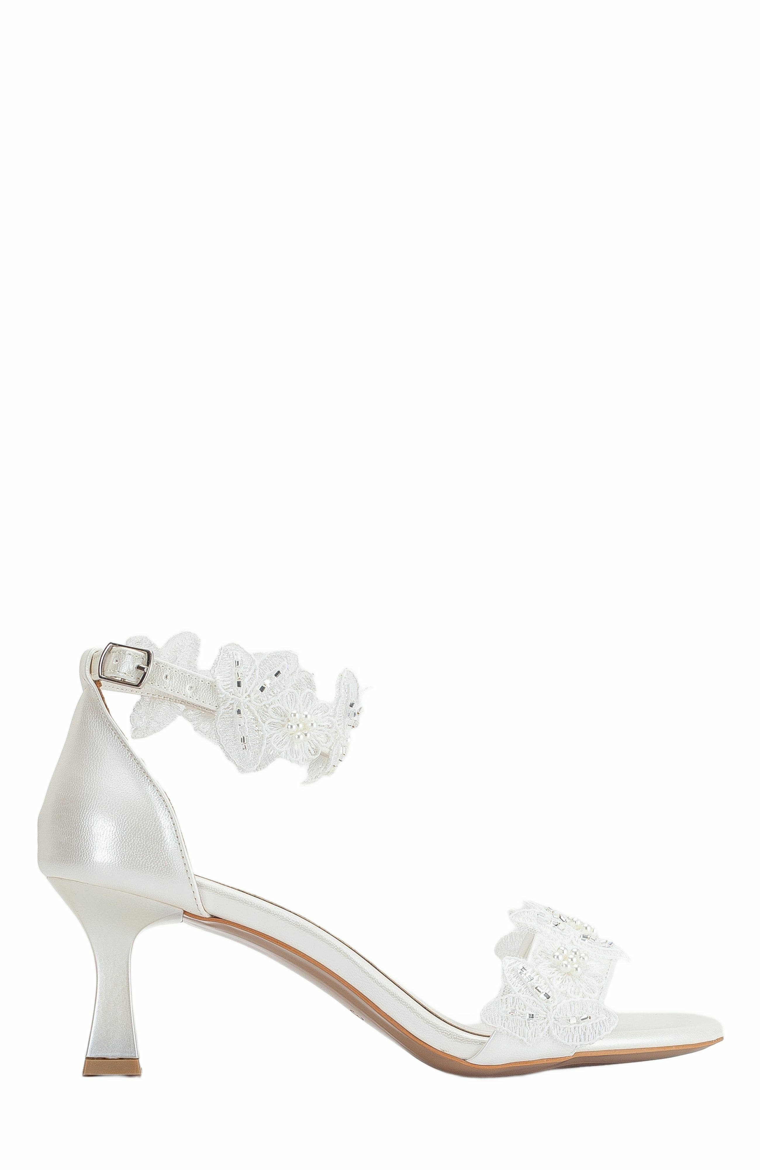 Birdie Lace Kitten Heel Sandals, Main, color, Ivory Faux Leather