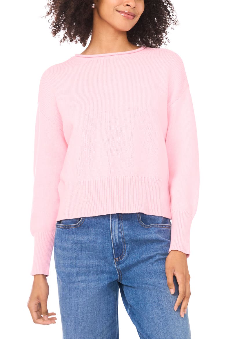 Roll Neck Sweater, Main, color, PRECIOUS PINK
