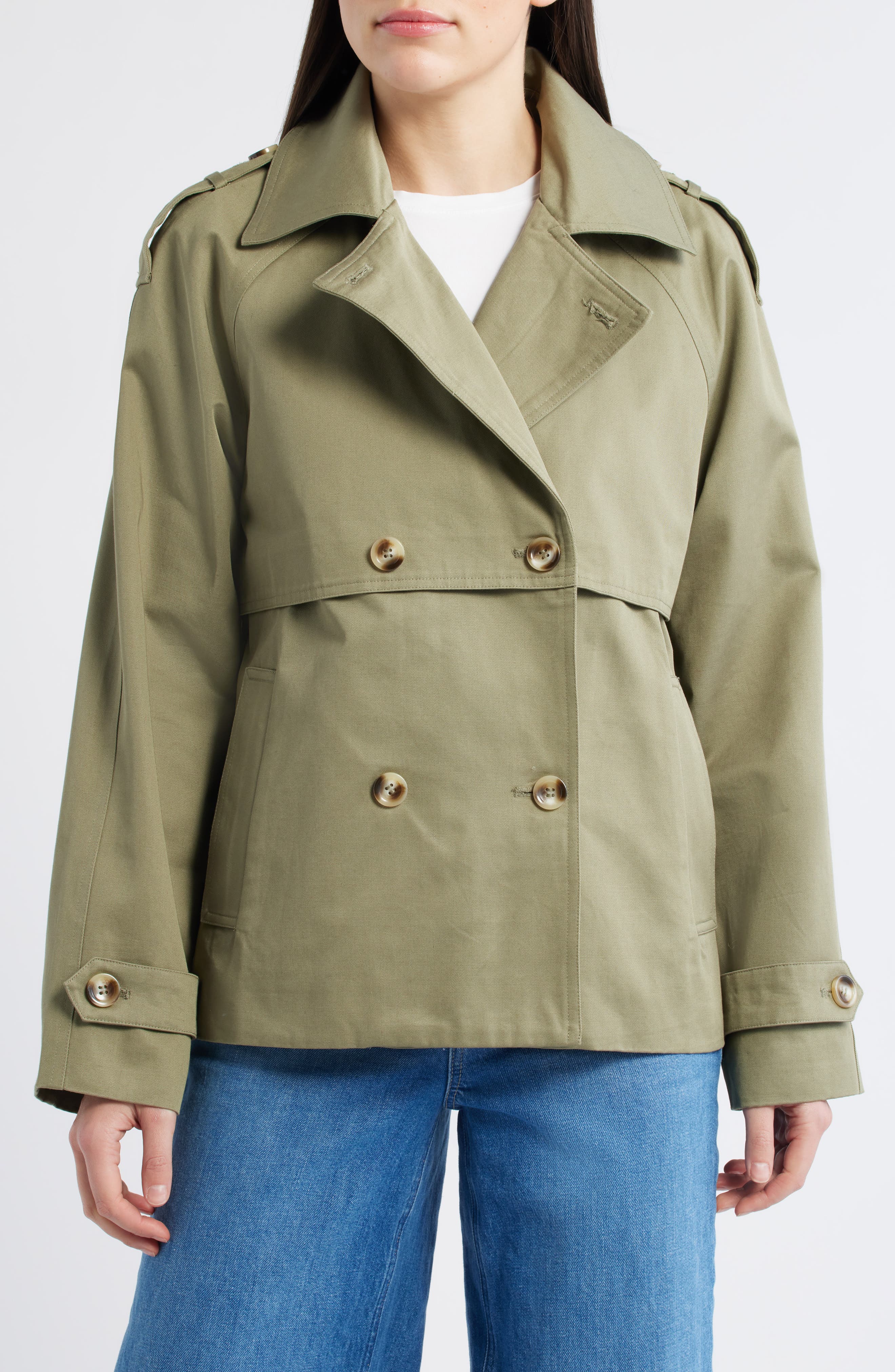 Short Cotton Trench Coat - image 3