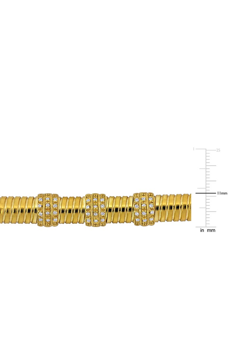 Cubic Zirconia Omega Triple Row Bracelet, Alternate, color, Yellow-Plated