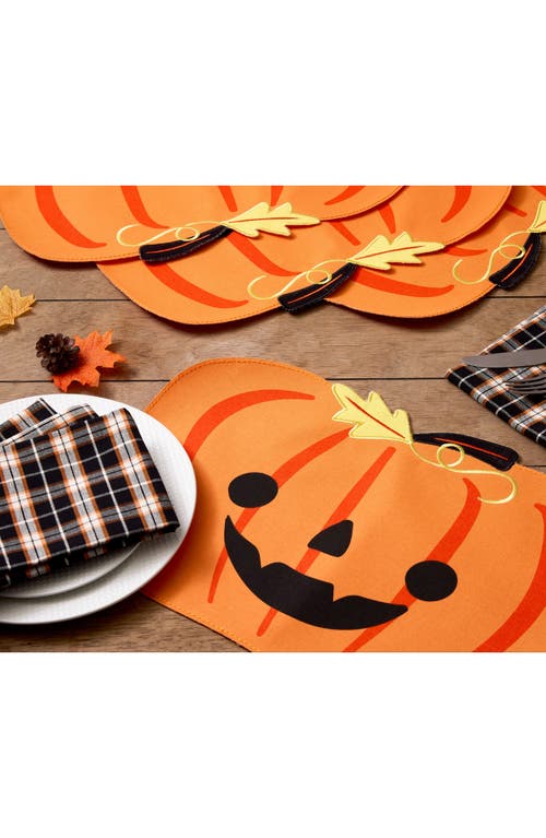 Design Imports Jack-o'-latern Set Of Four Placemats In Orange
