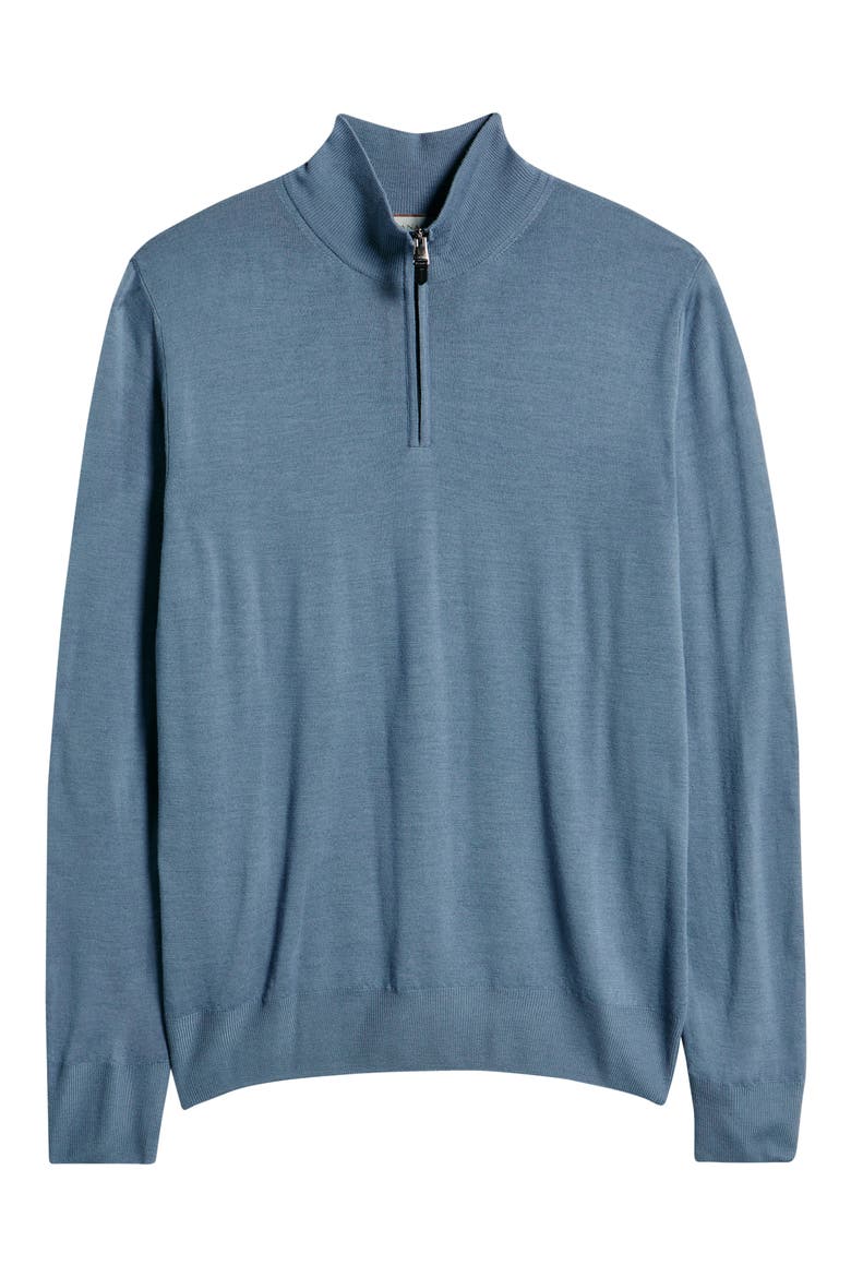 Quarter Zip Wool Blend Sweater, Alternate, color, BLUE