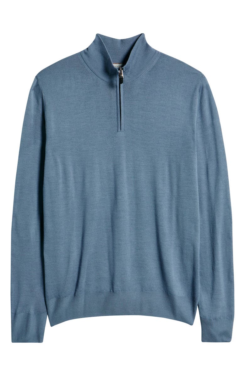 Canali Quarter Zip Wool Blend Sweater, Alternate, color, Blue