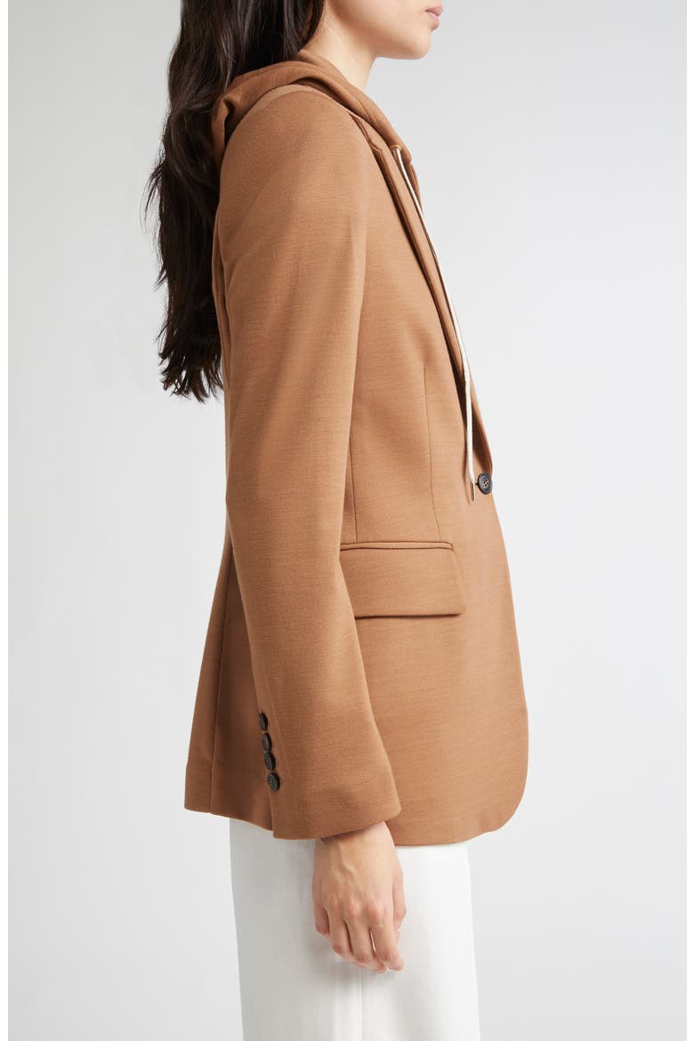 Wool Blazer with Removable Hooded Bib, Alternate, color, 157 COGNAC
