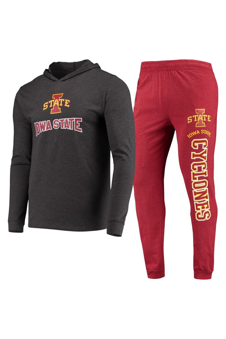 Men's Concepts Sport Cardinal/Heather Charcoal Iowa State Cyclones Meter Long Sleeve Hoodie T-Shirt & Jogger Pajama Set, Main, color, Cardinal
