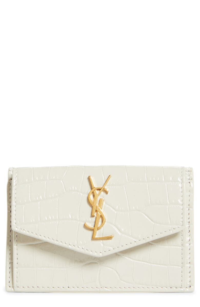 Saint Laurent Uptown Leather Card Case, Main, color, 