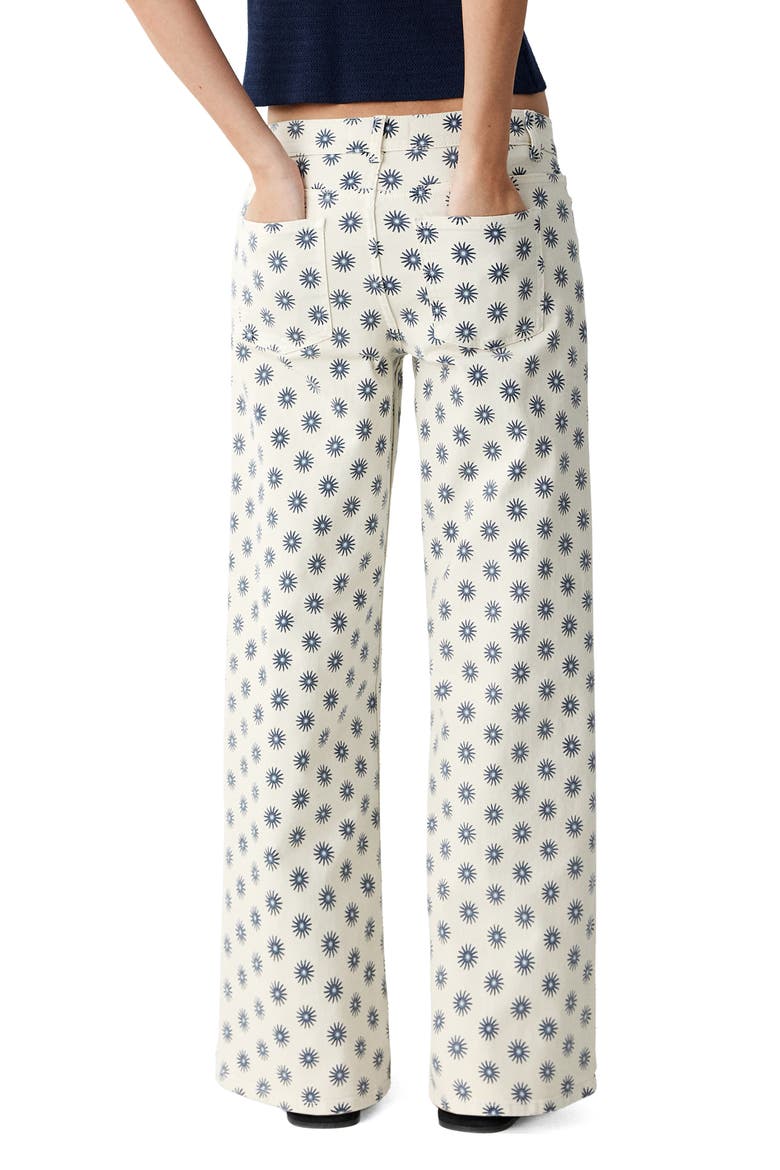Printed Stretch Cotton Wide Leg Jeans, Alternate, color, OFF WHITE