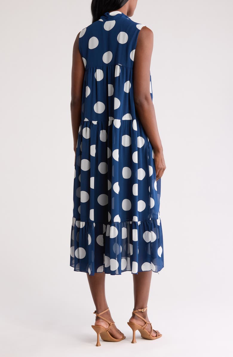 MELLODAY Tie Neck Sleeveless Tiered Midi Dress, Alternate, color, 