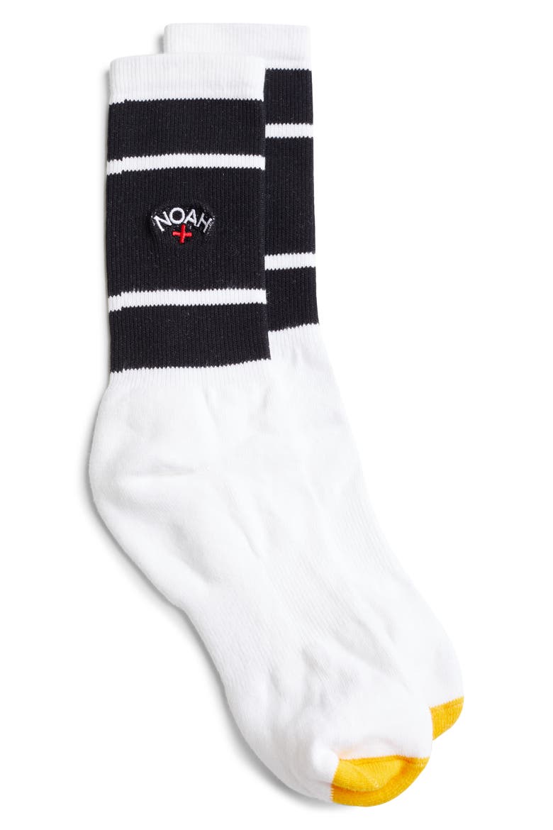 Varsity Stripe Cotton Blend Socks, Main, color, BLACK