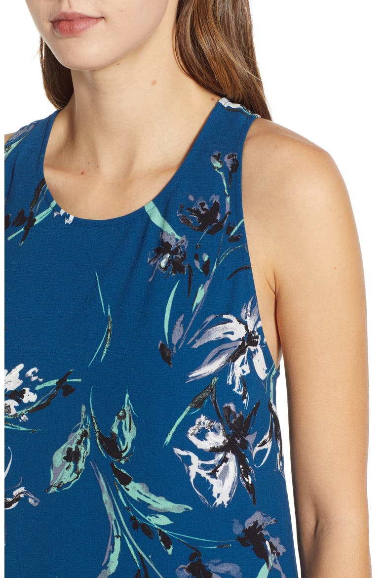 Flounce Hem Dress, Alternate, color, BLUE POSEIDON DANCING FLORAL
