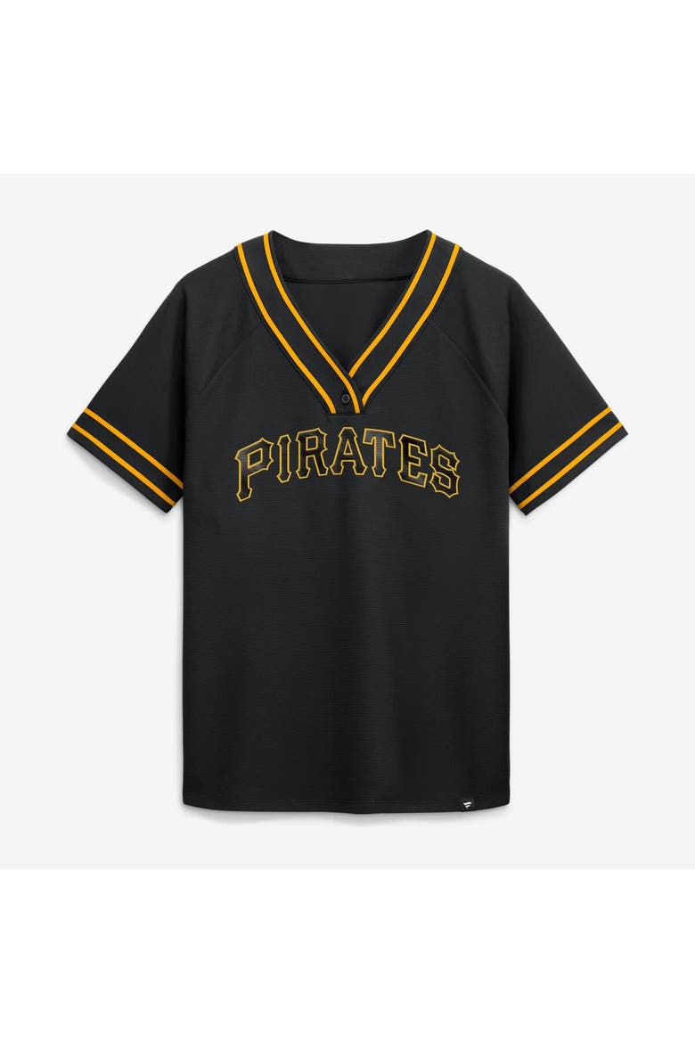 Women's Fanatics Black Pittsburgh Pirates Diva Race Ahead Raglan V-Neck T-Shirt, Alternate, color, Black