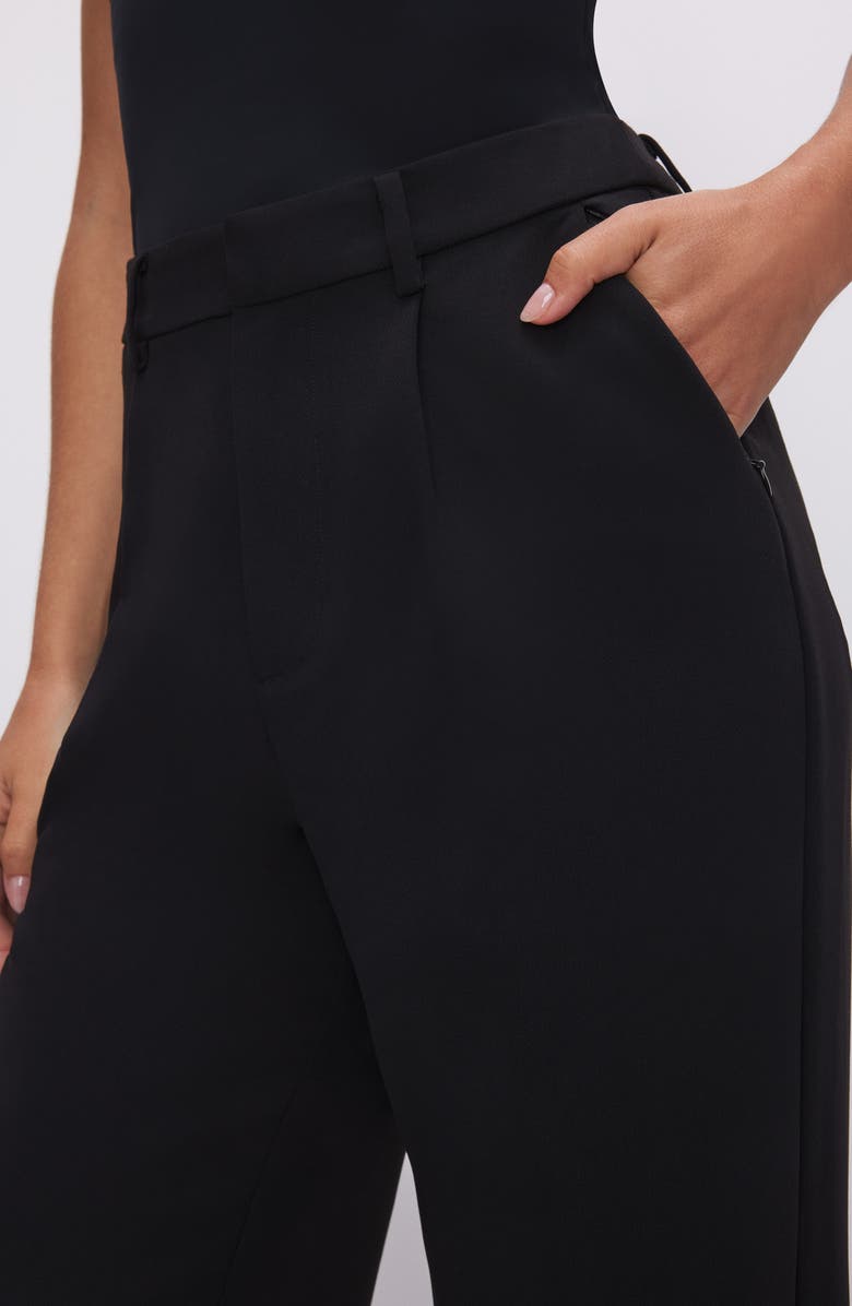 Good American Luxe Suiting Column Wide Leg Trousers, Alternate, color, Black001
