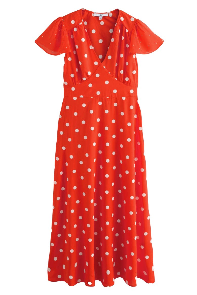 Polka Dot Tie Back Maxi Dress, Main, color, RED