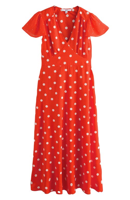 Next Polka Dot Tie Back Maxi Dress In Red