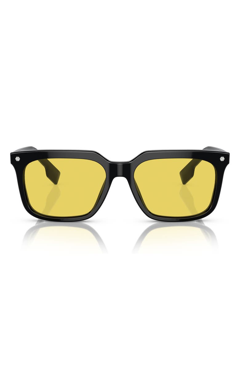 Burberry 56mm Square Sunglasses, Main, color, Black/ Yellow