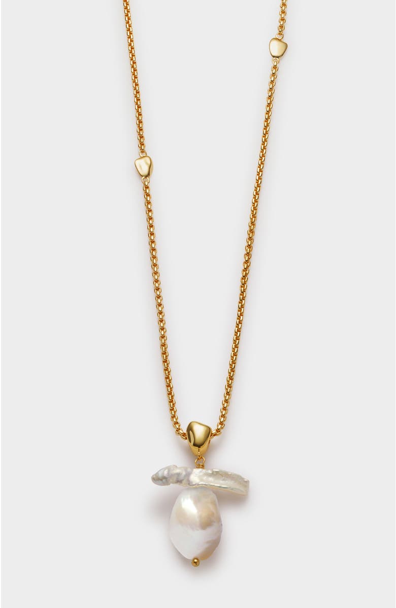 Katie Loxton Sol Pearl Necklace, Main, color, Gold Coated