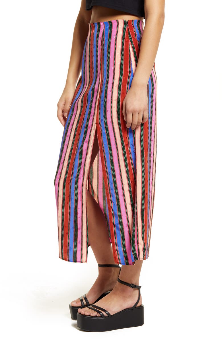 Topshop Split Stripe Midi Skirt, Alternate, color,