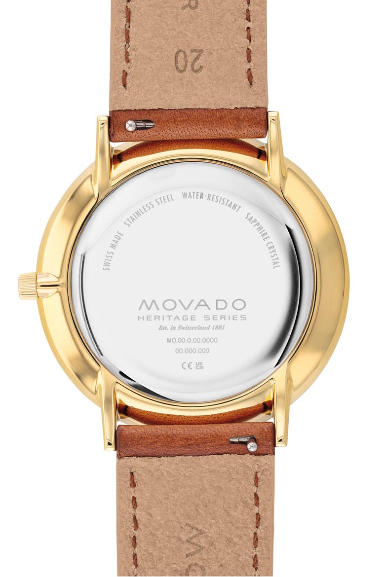 Heritage Silhouette Leather Strap Watch, 40mm, Alternate, color, WHITE